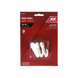 Ace 3-Piece Draw Hook White 5 x 2.1cm